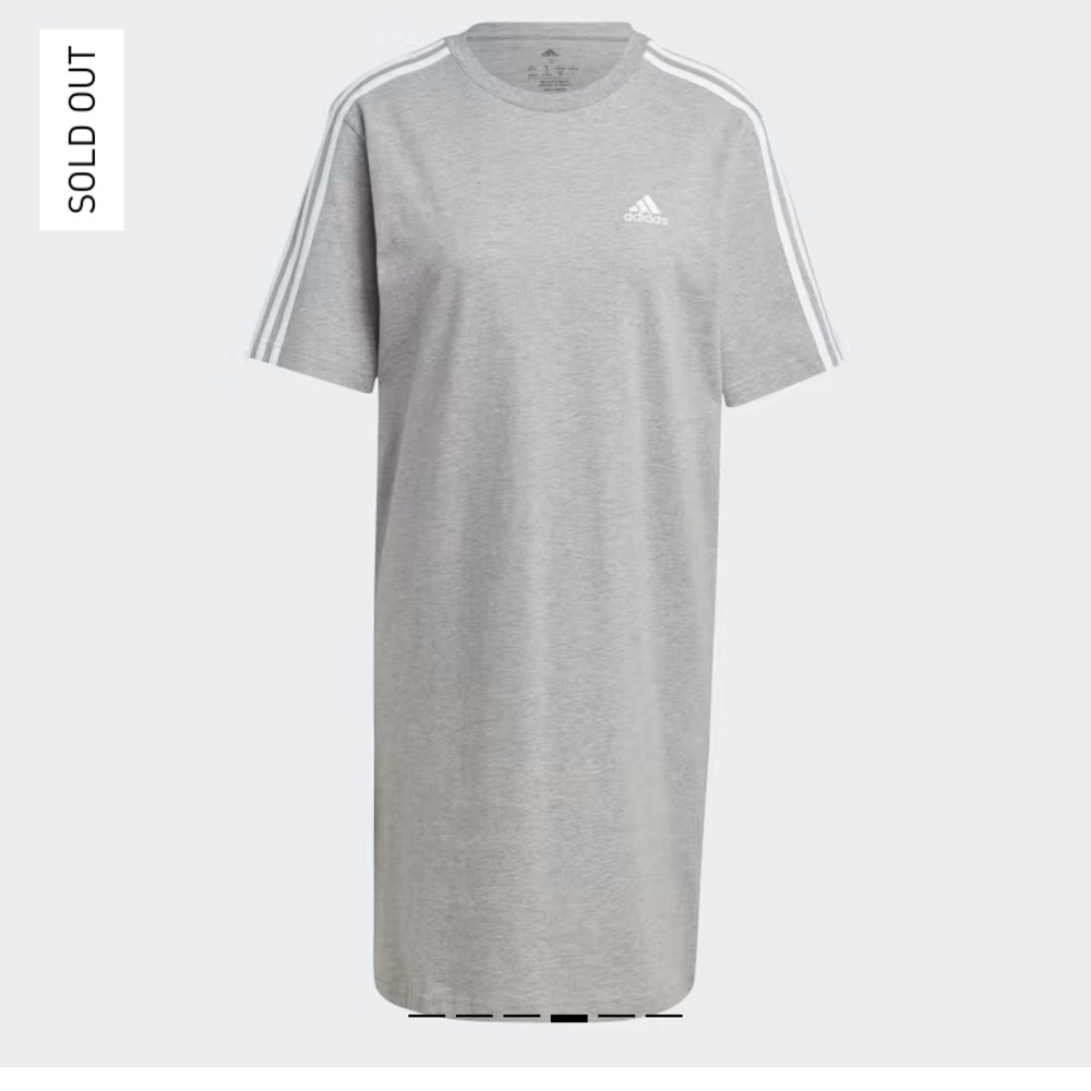 3X Adidas Essentials plus size NWT boyfriend tee shirt dress gray sporty casual - Picture 3 of 7